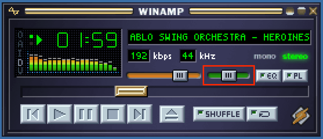 Webamp's Balance Slider